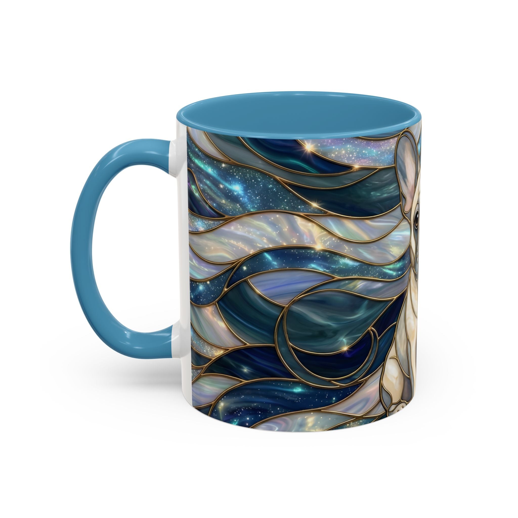 Sapphire Glow French Bulldog Stained Glass Style Mug