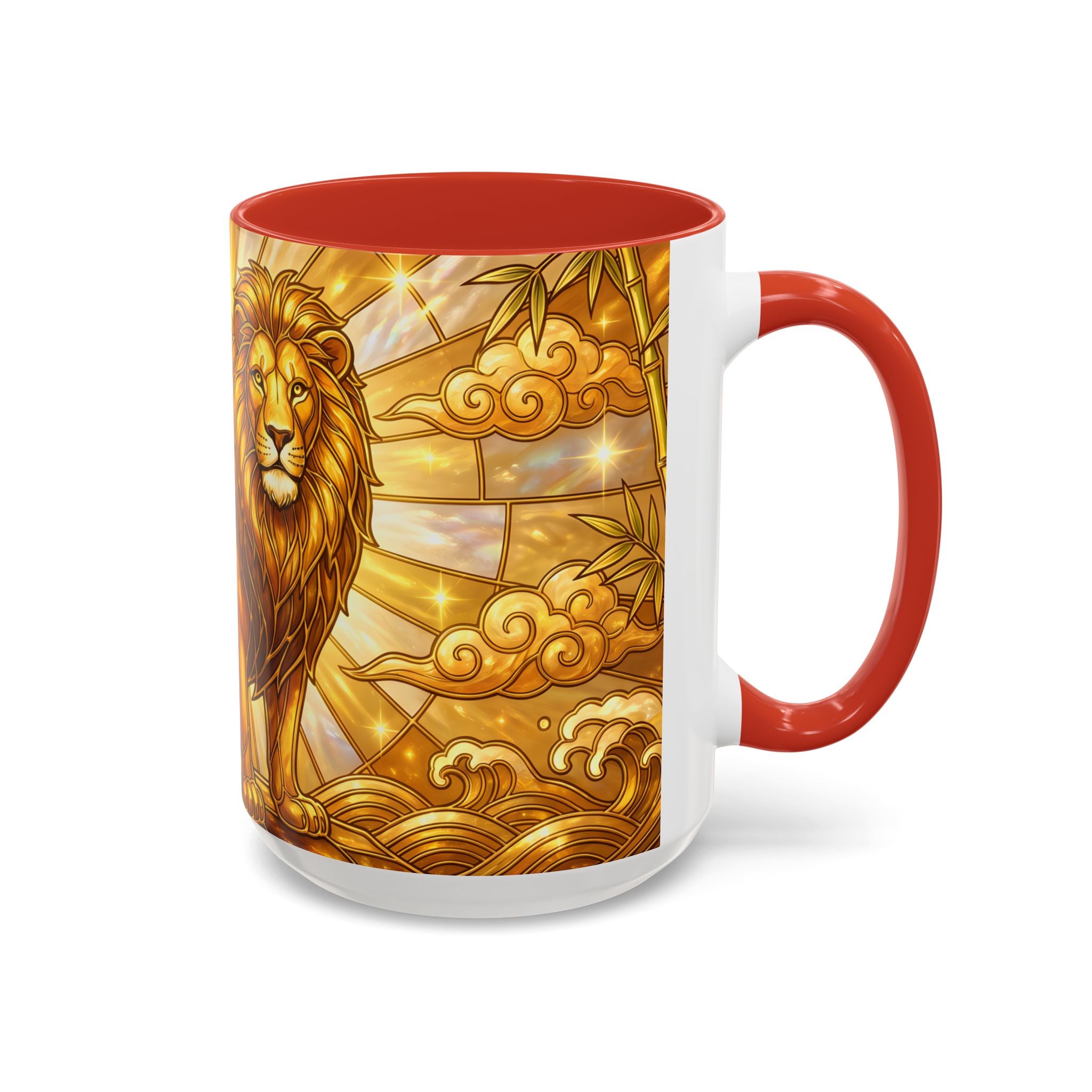 Golden Sakura Lion Stained Glass Style Mug