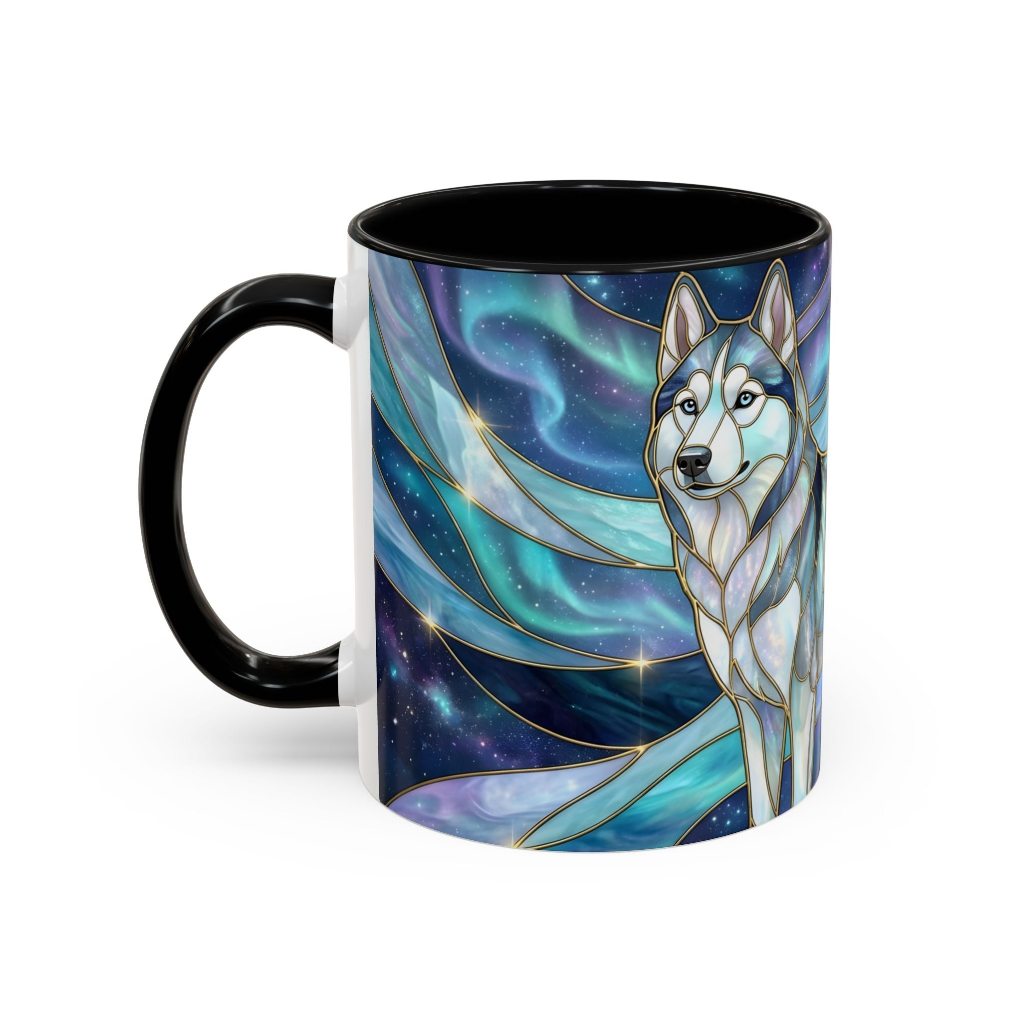 Aurora Husky Stained Glass Style Mug