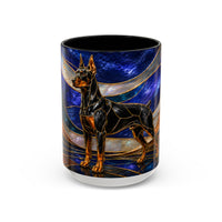 Blue Wave Doberman Pinscher Stained Glass Style Mug