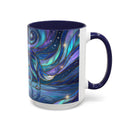 Moonlit Lake Wolf Stained Glass Style Mug