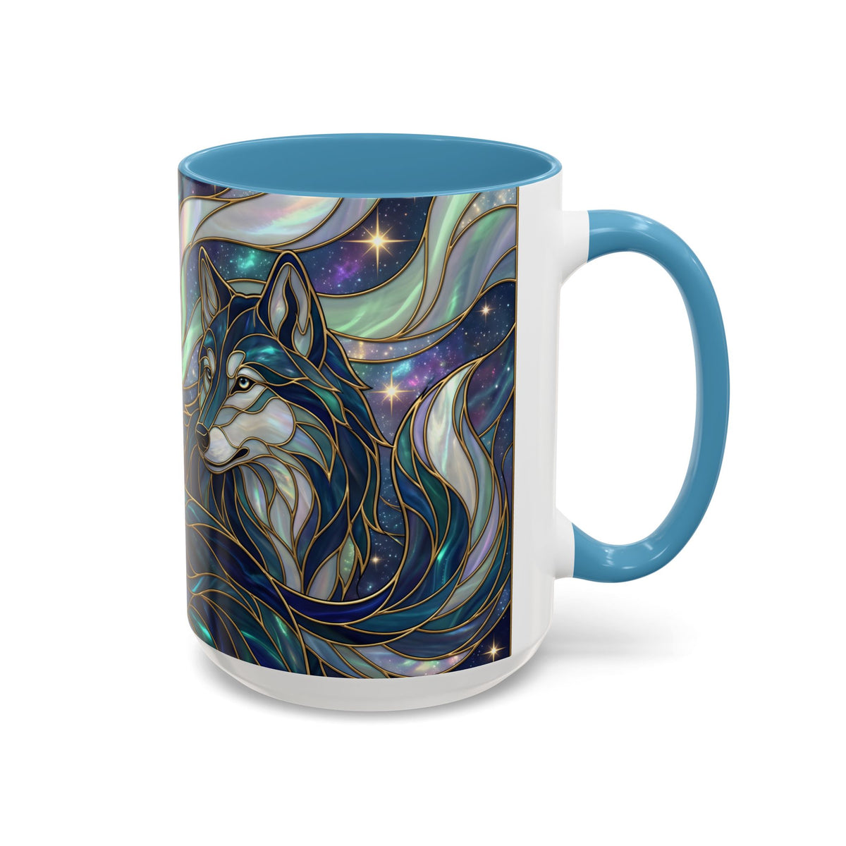 Starlight Wolf Stained Glass Style Mug