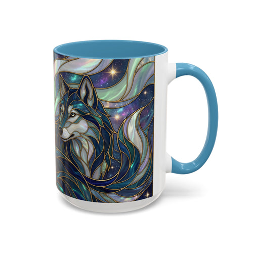 Starlight Wolf Stained Glass Style Mug