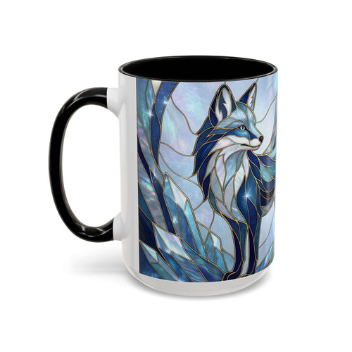 Icy Blue Fox Stained Glass Style Mug