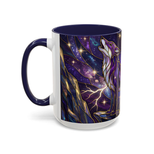 Purple Storm Fox Stained Glass Style Mug