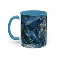 Blue Wolf Stained Glass Style Mug