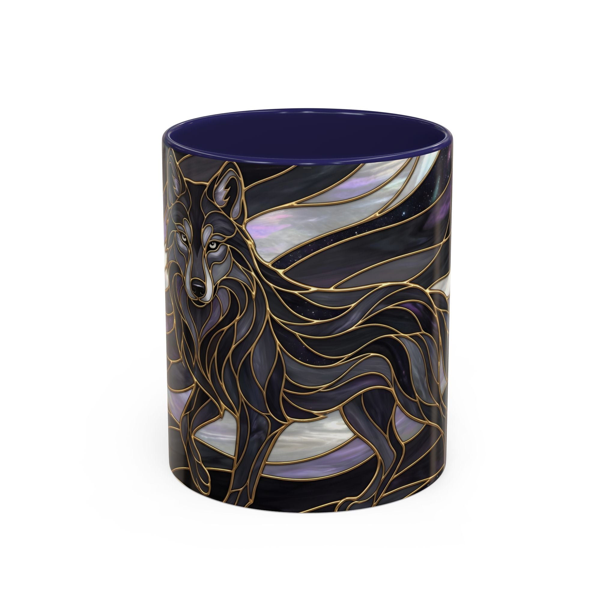 Obsidian Wolf Stained Glass Style Mug