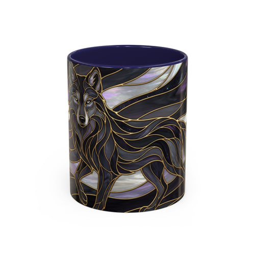 Obsidian Wolf Stained Glass Style Mug
