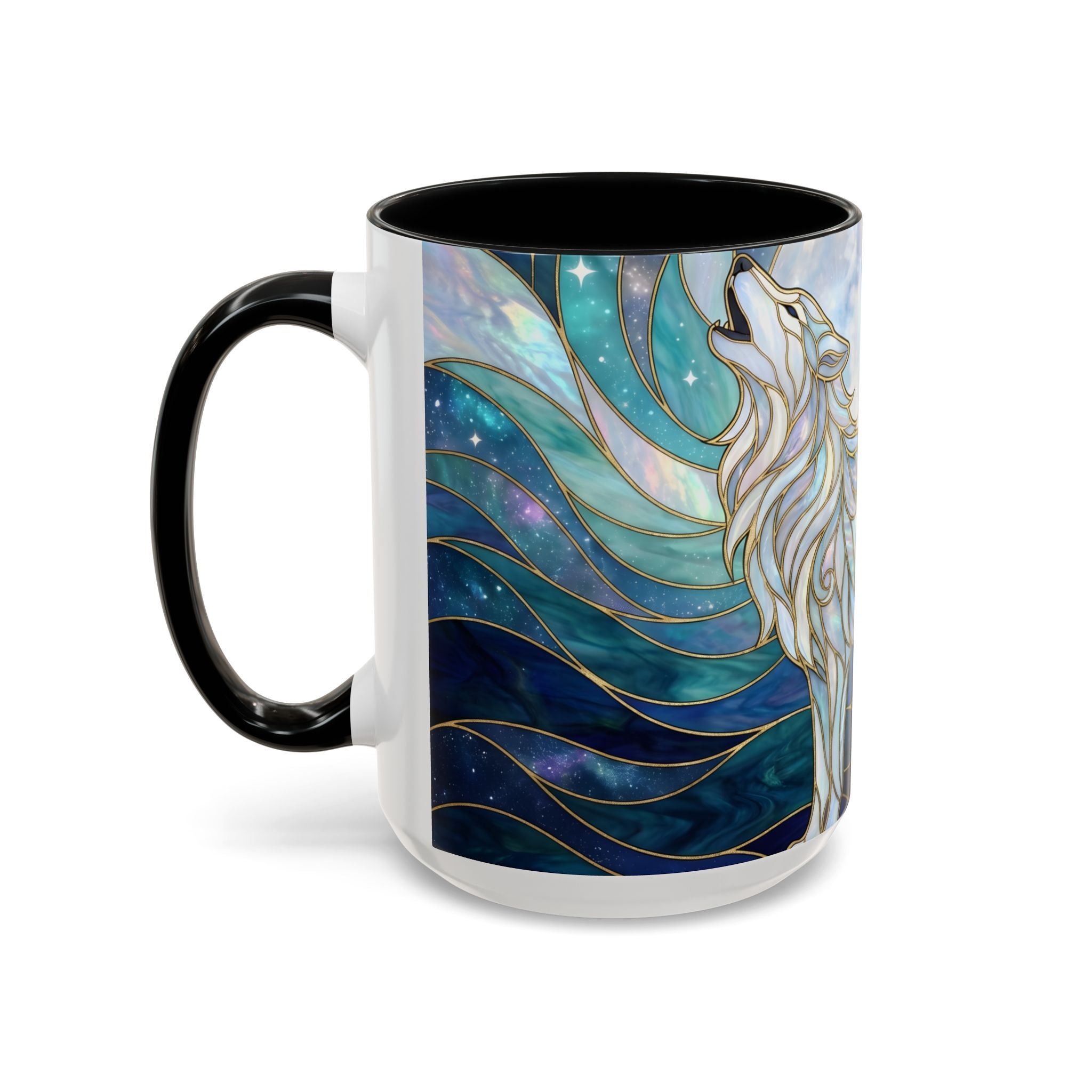 Moonlit Wolf Stained Glass Style Mug