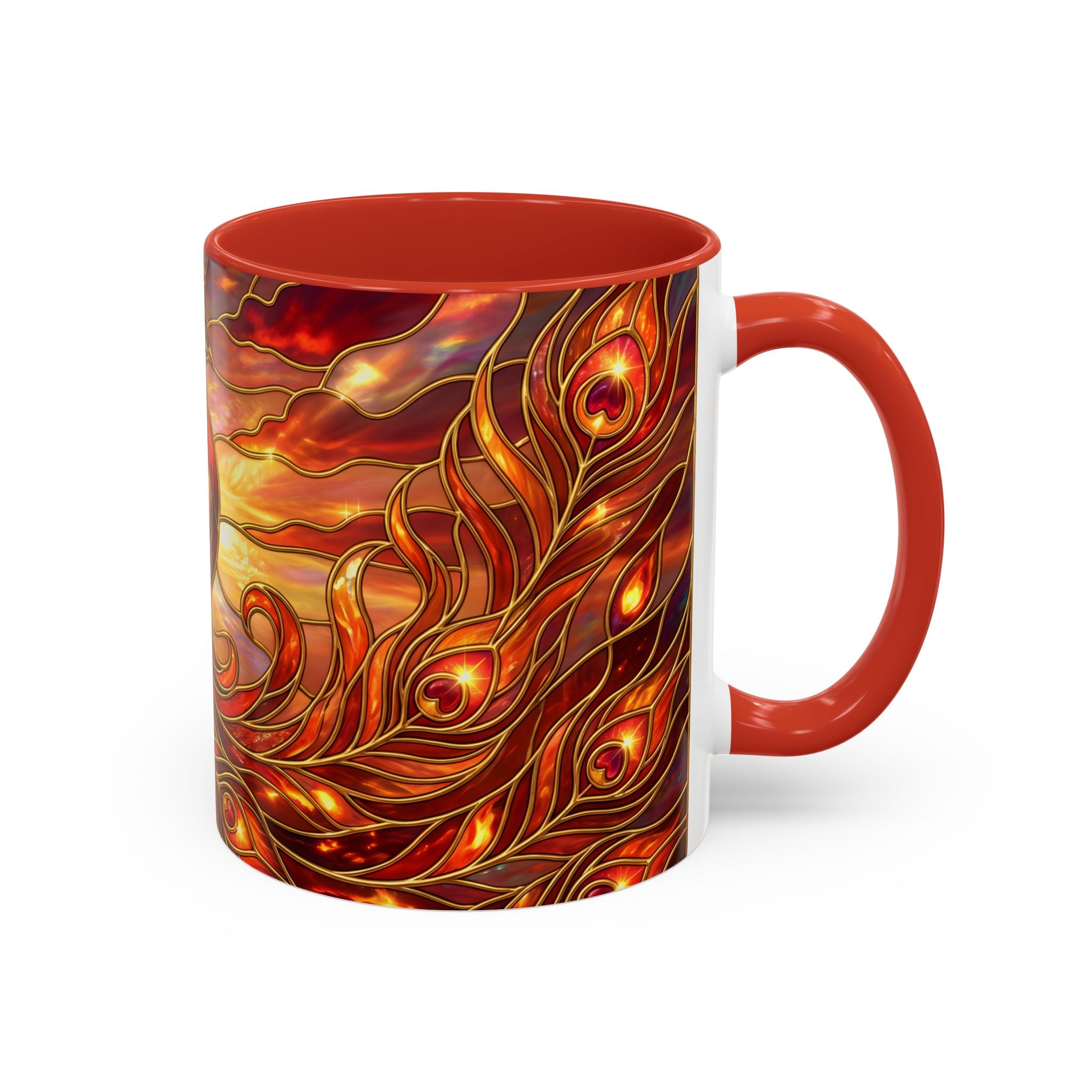 Sunset Peacock Stained Glass Style Mug