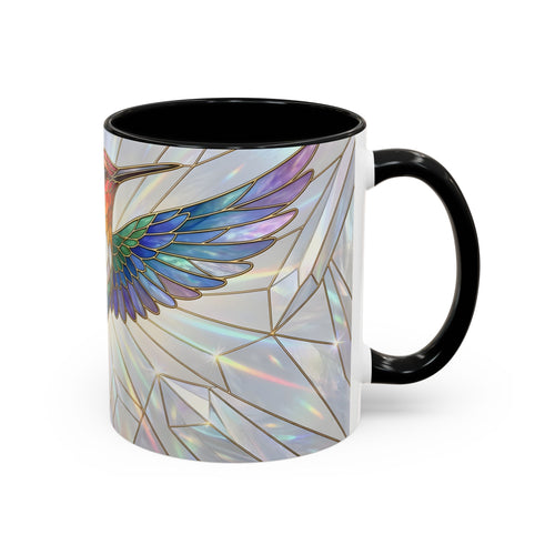 Rainbow Hummingbird Stained Glass Style Mug
