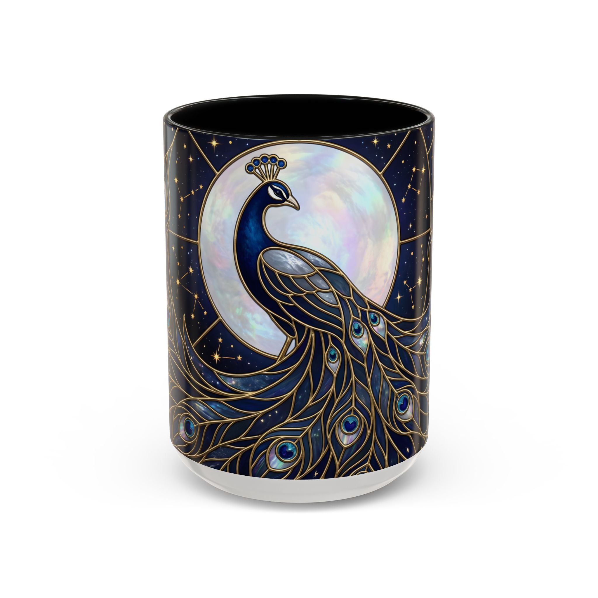 Moonlit Peacock Stained Glass Style Mug