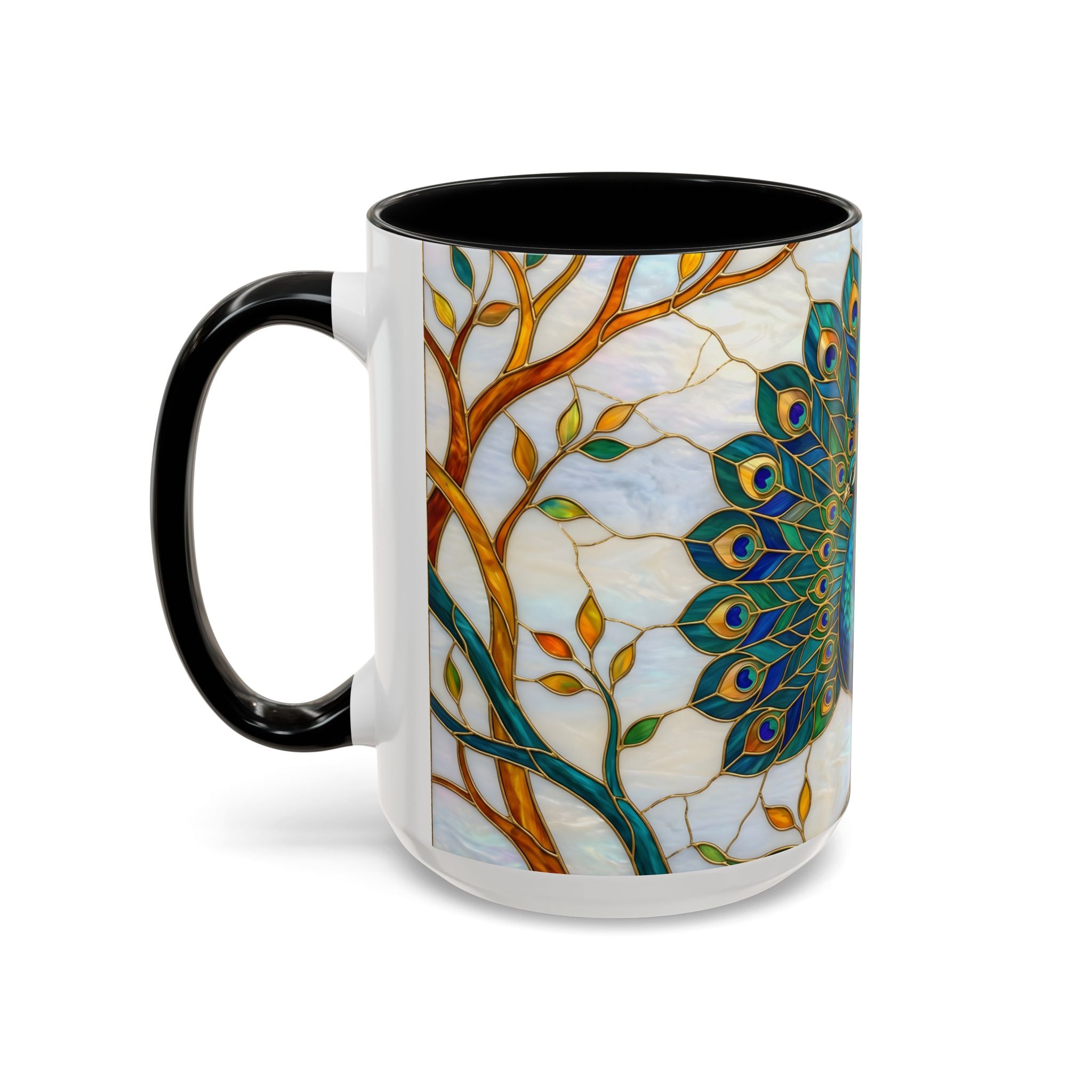 Elegant Peacock Stained Glass Style Mug