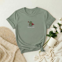 Tired Frog Embroidered Premium T-Shirt