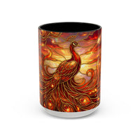 Sunset Peacock Stained Glass Style Mug