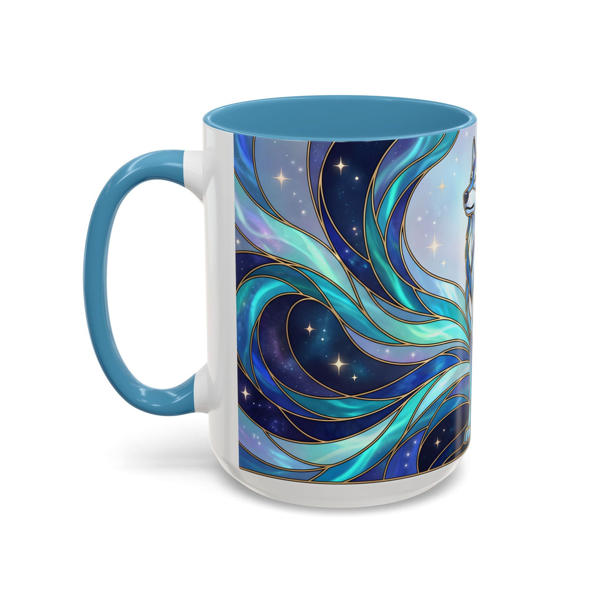 Aurora Wolf Stained Glass Style Mug