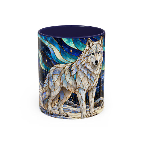 Aurora Lake Wolf Stained Glass Style Mug