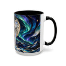 Aurora Mountain Wolf Stained Glass Style Mug