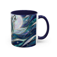 Celestial Blue Wolf Stained Glass Style Mug