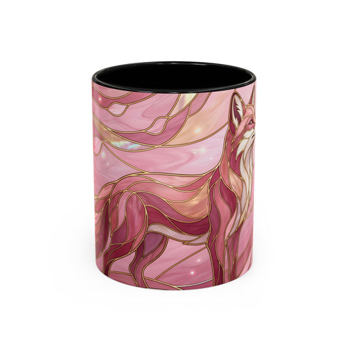 Rose Glow Fox Stained Glass Style Mug