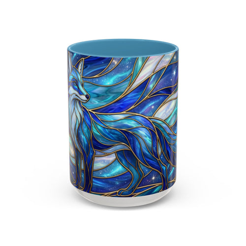 Blue Glow Fox Stained Glass Style Mug