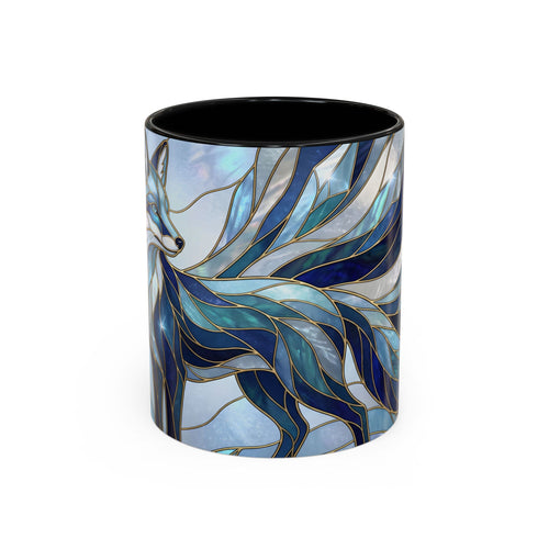 Icy Blue Fox Stained Glass Style Mug