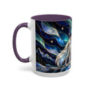 Aurora Mountain Wolf Stained Glass Style Mug