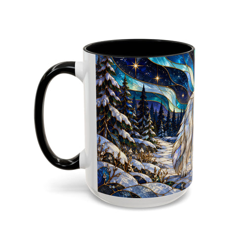 Aurora Lake Wolf Stained Glass Style Mug