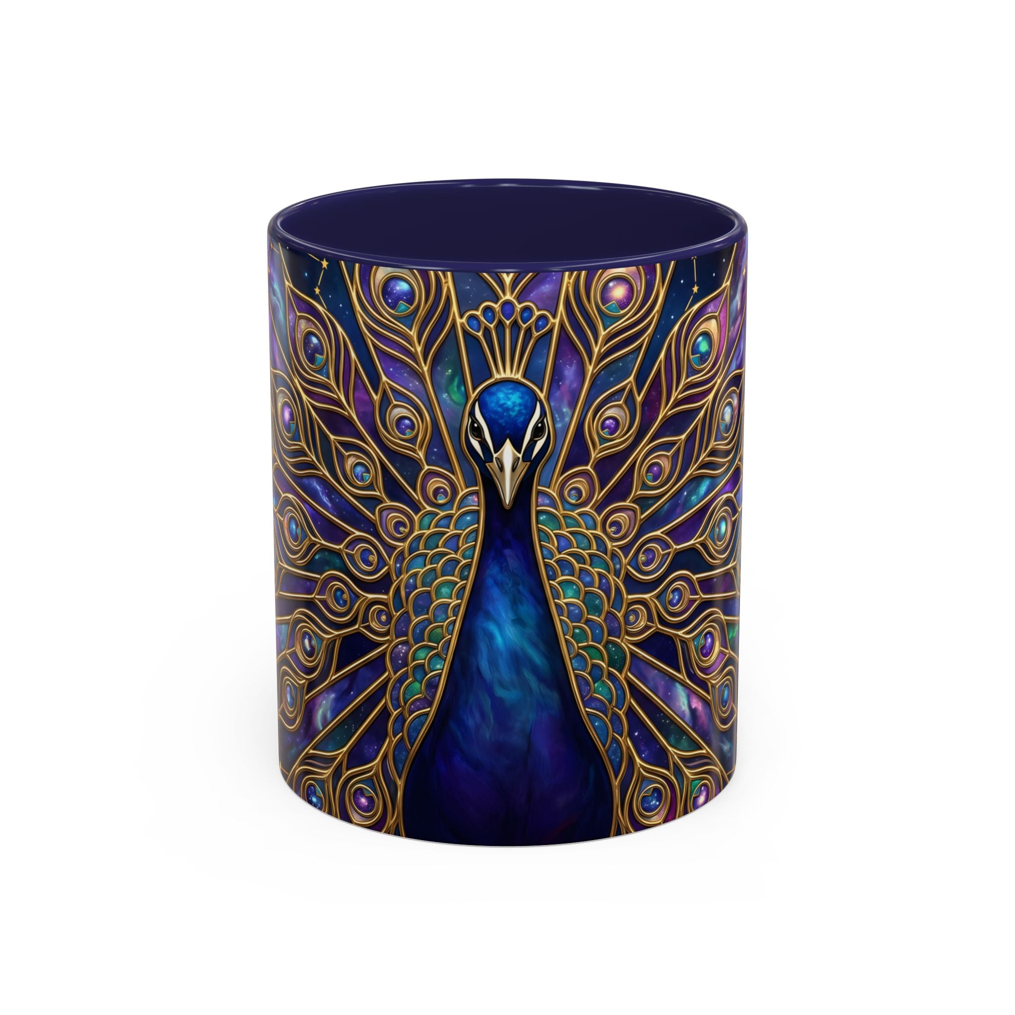 Celestial Peacock Stained Glass Style Mug