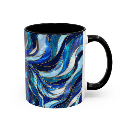 Cobalt Wolf Howl Stained Glass Style Mug