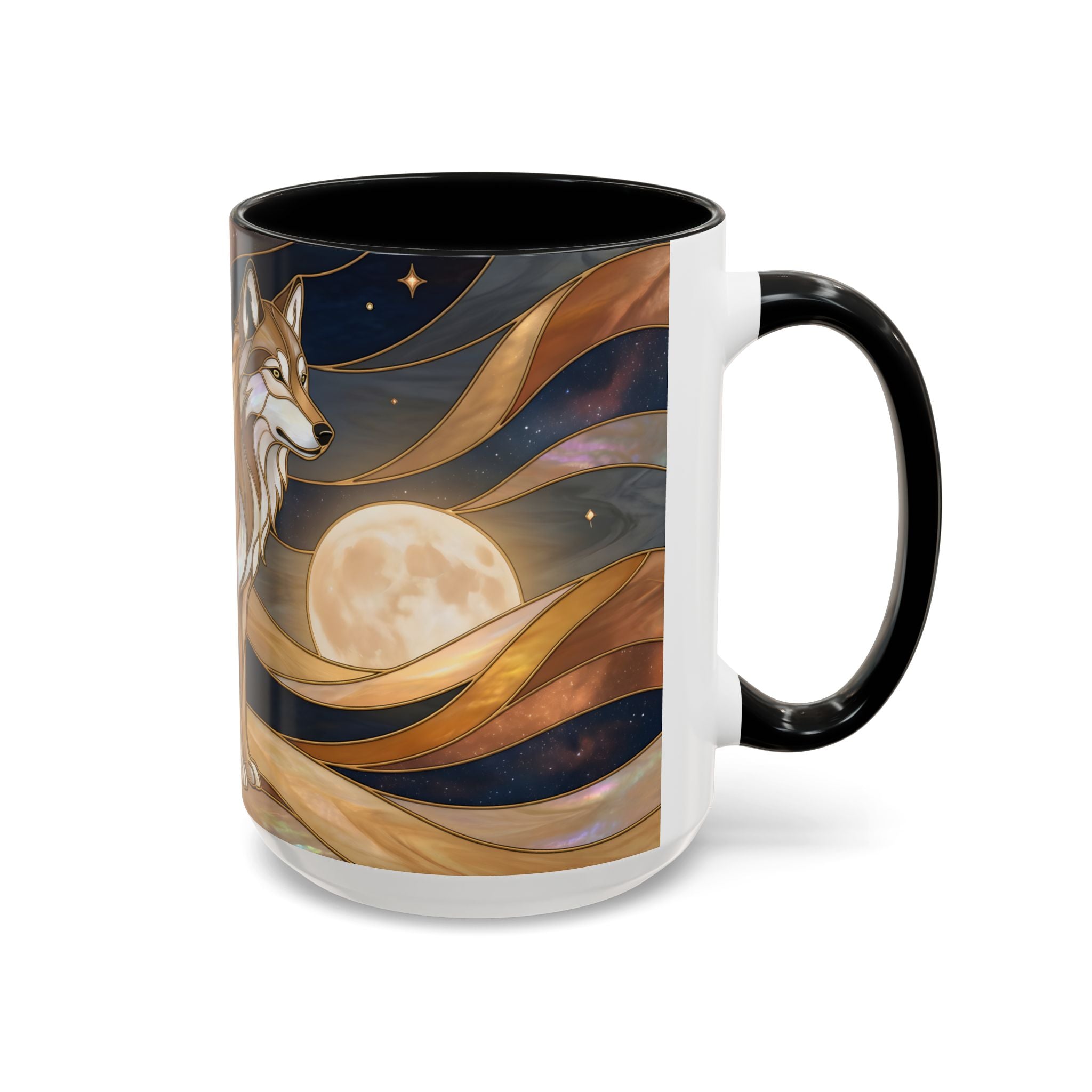 Nightscape Wolf Moon Stained Glass Style Mug