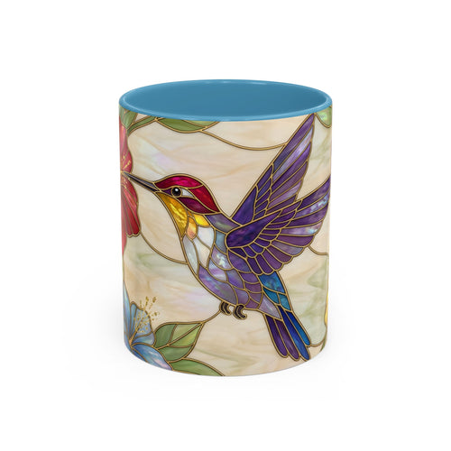Garden Bloom Hummingbird Stained Glass Style Mug