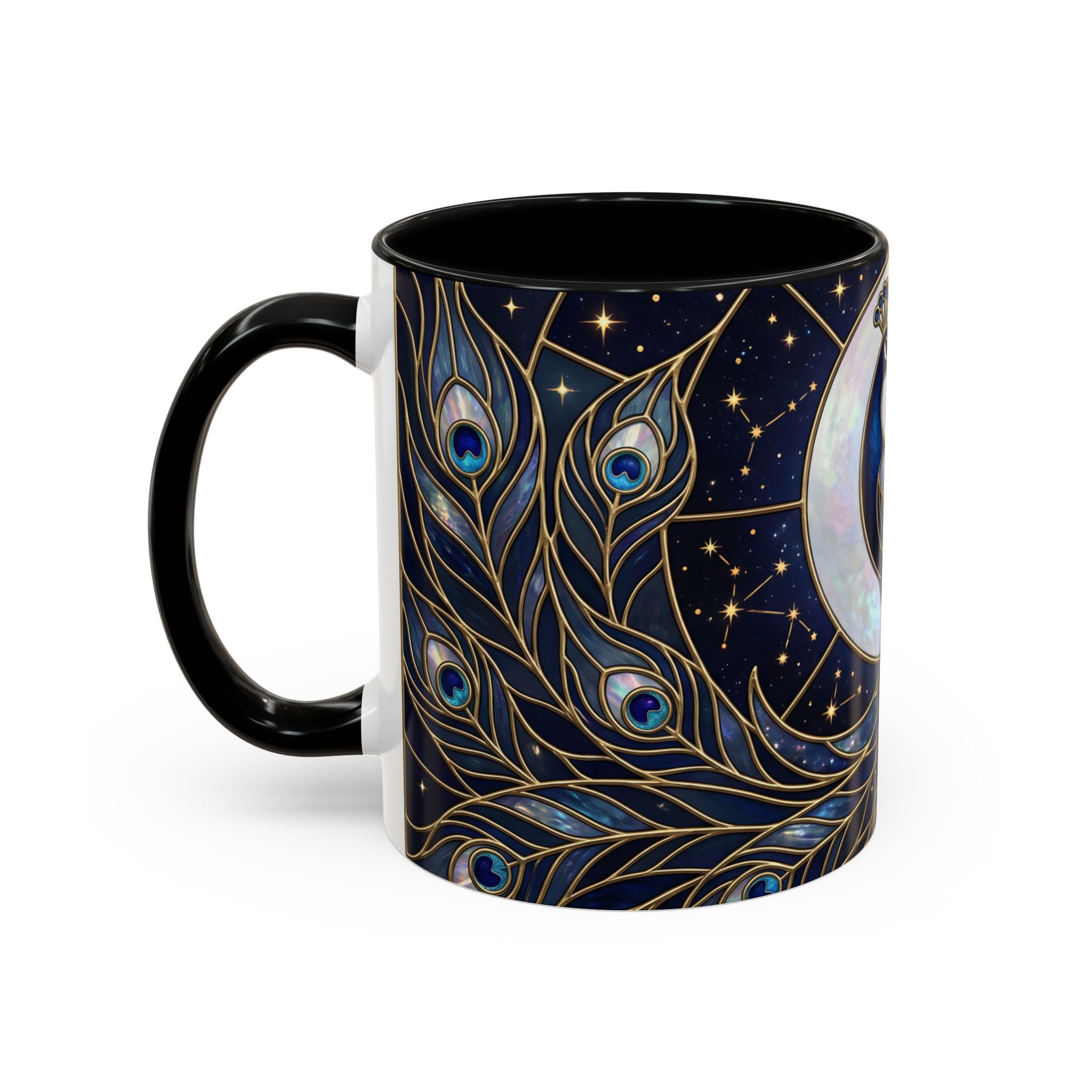 Moonlit Peacock Stained Glass Style Mug