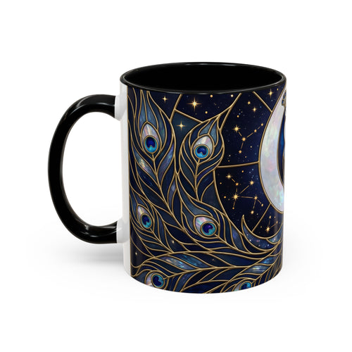 Moonlit Peacock Stained Glass Style Mug