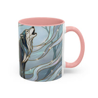 Mystical Blue Wolf Stained Glass Style Mug