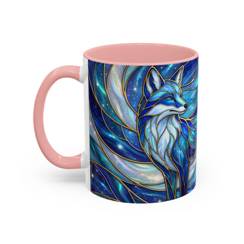 Blue Glow Fox Stained Glass Style Mug