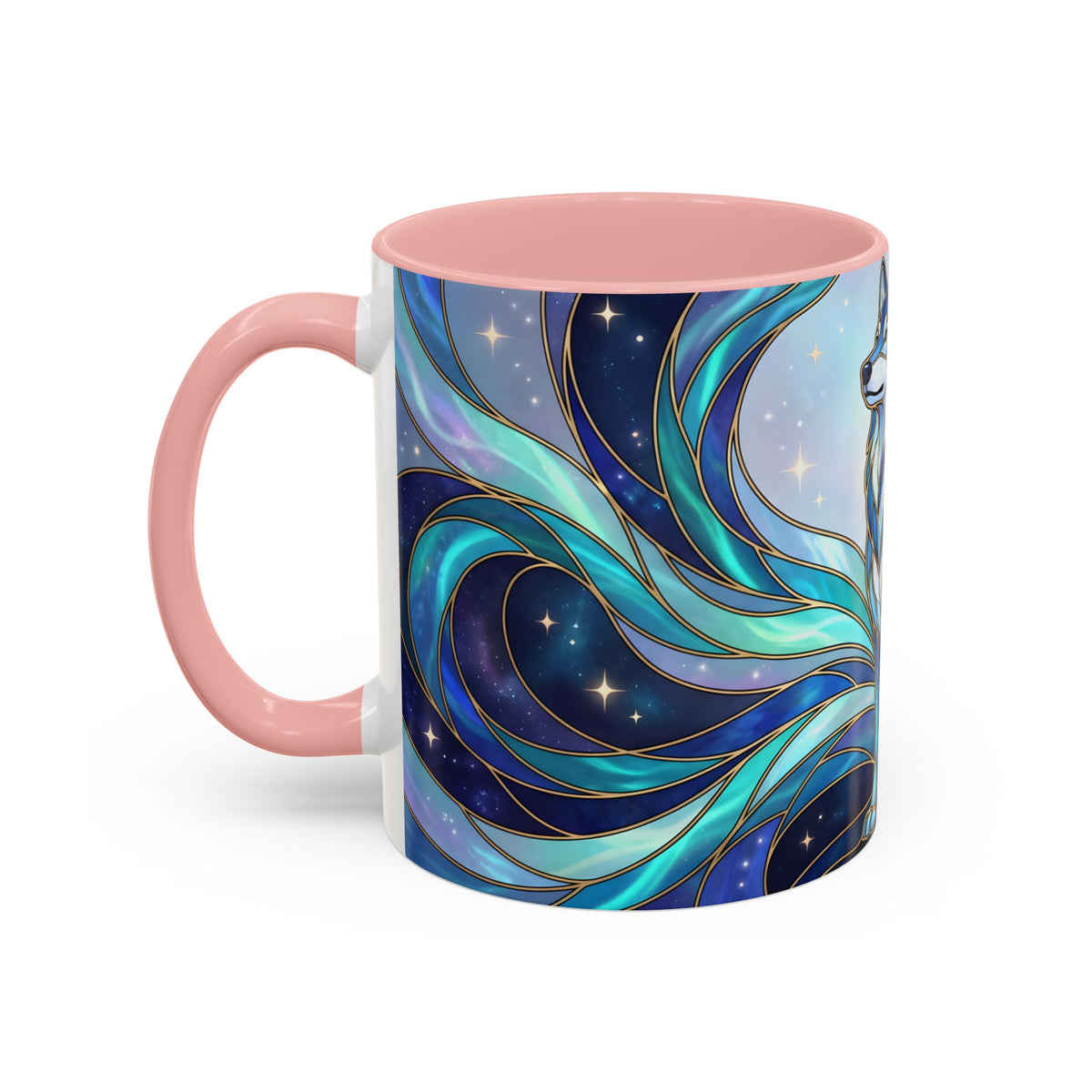 Aurora Wolf Stained Glass Style Mug