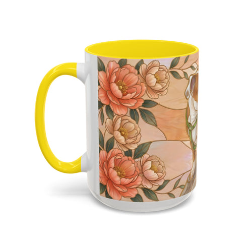Custom Pet Photo Floral Stained Glass Style Mug