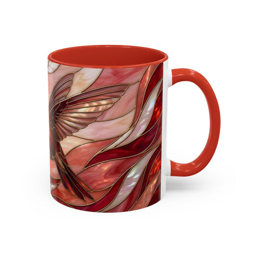 Scarlet Bloom Hummingbird Stained Glass Style Mug