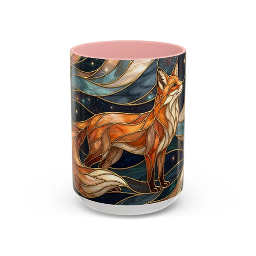 Celestial Night Fox Stained Glass Style Mug