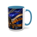 Blue Wave Doberman Pinscher Stained Glass Style Mug