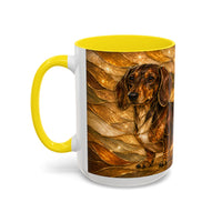 Golden Dachshund Stained Glass Style Mug