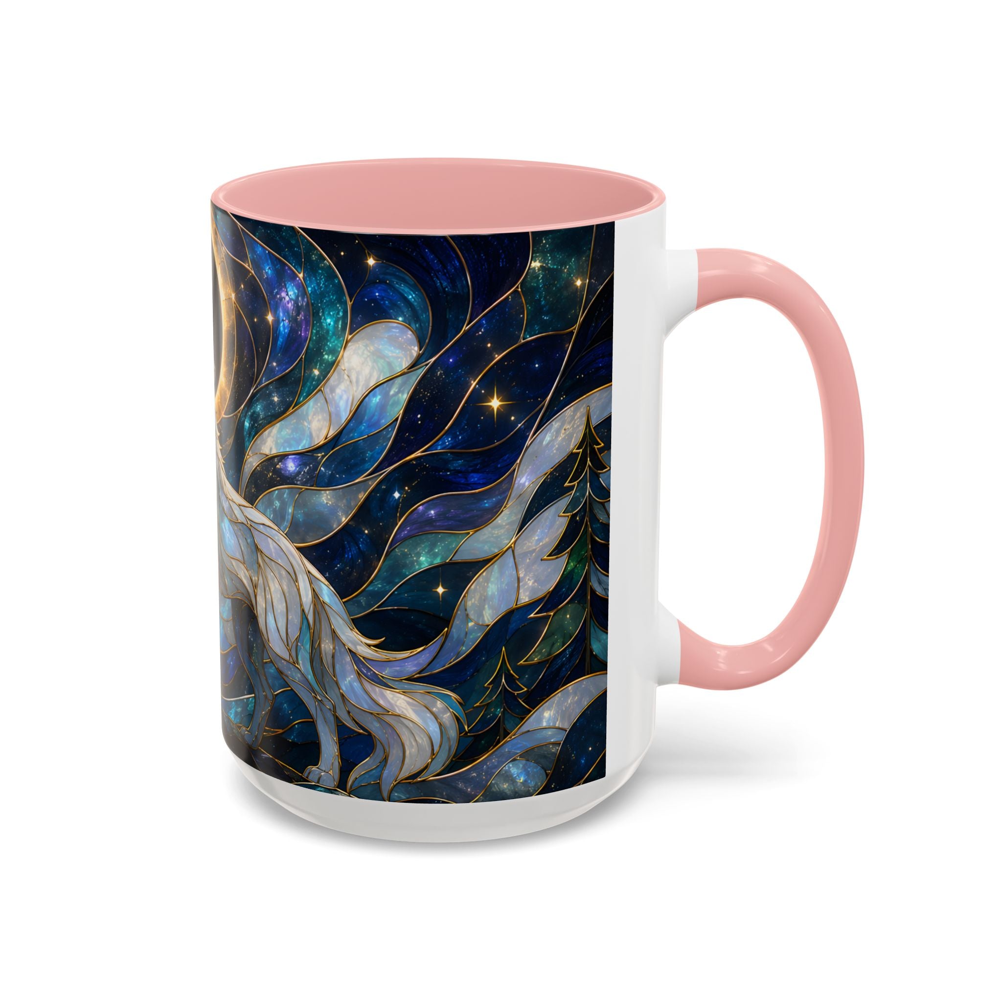 Moonlit Howl Wolf Stained Glass Style Mug