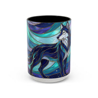 Celestial Wolf Stained Glass Style Mug