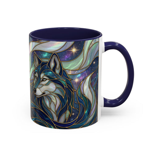 Starlight Wolf Stained Glass Style Mug