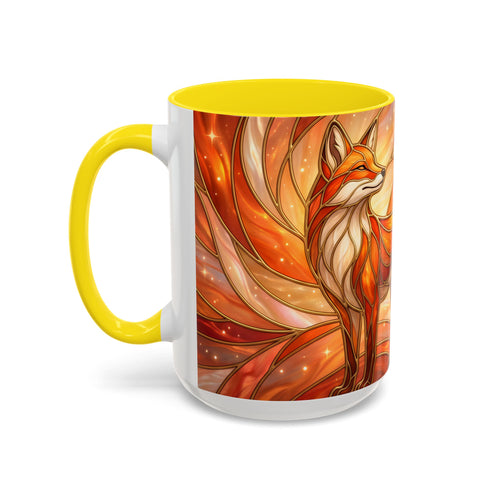 Orange Glow Fox Stained Glass Style Mug