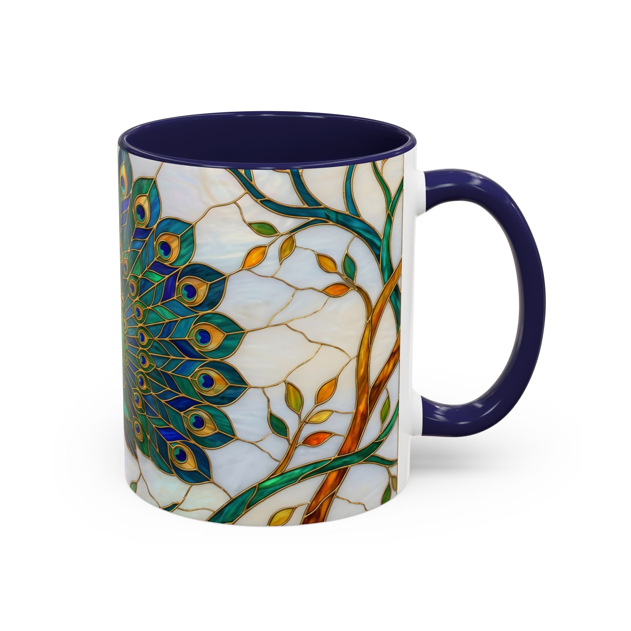 Elegant Peacock Stained Glass Style Mug
