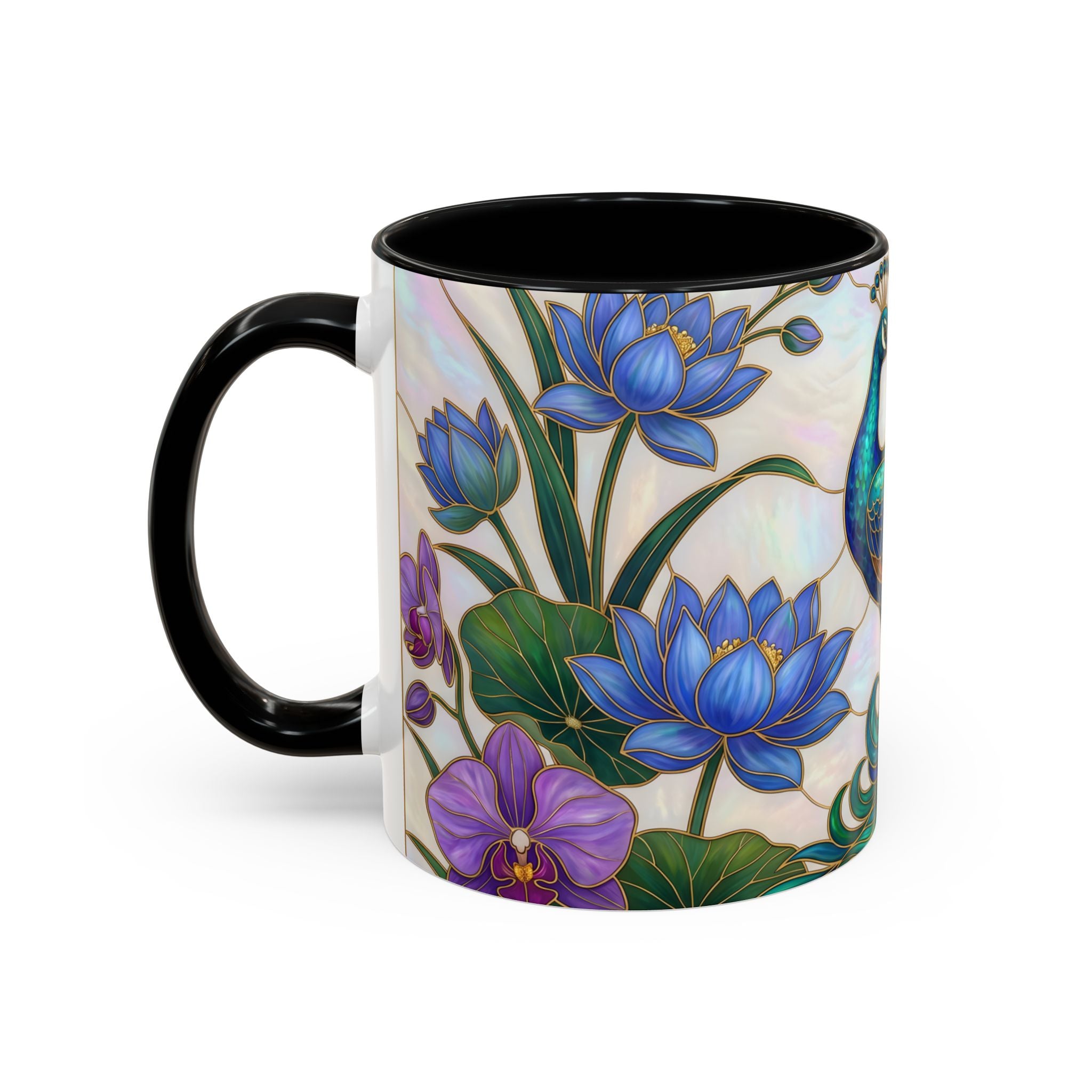 Blooming Peacock Stained Glass Style Mug
