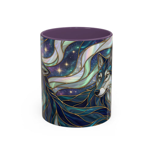Starlight Wolf Stained Glass Style Mug