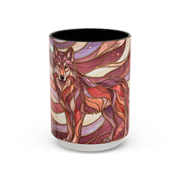 Rose Gold Wolf Stained Glass Style Mug